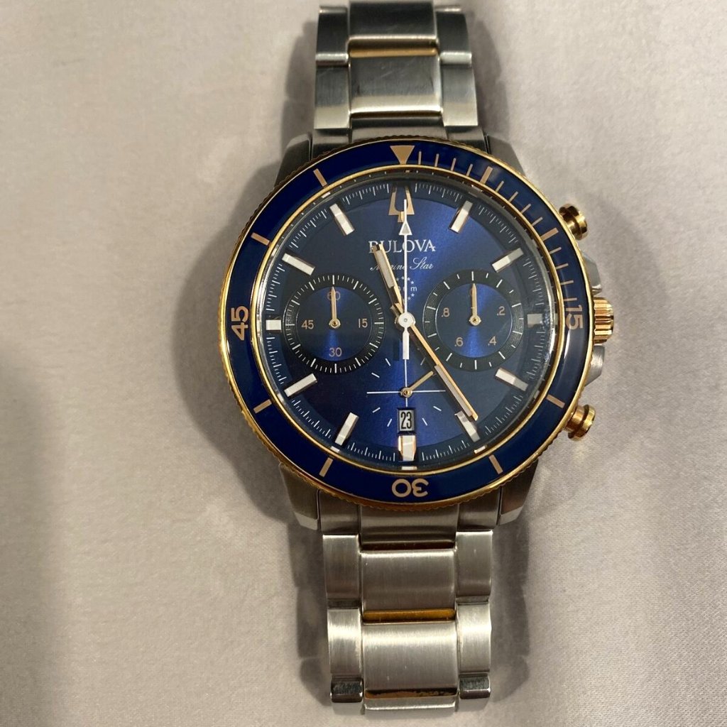Bulova Men's Chronograph Blue Dial Stainless Steel Watch